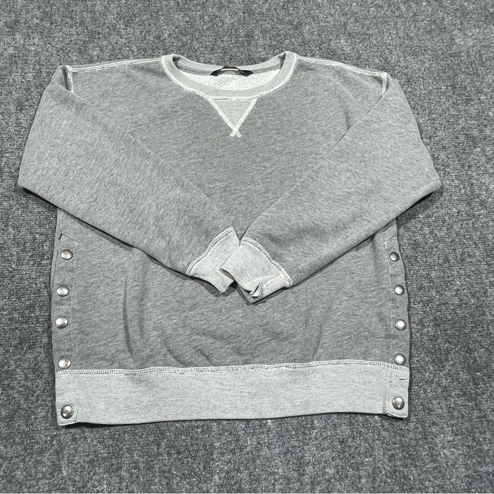 Abercrombie & Fitch Gray Crewneck Sweater with Button Details - Picture 1 of 8